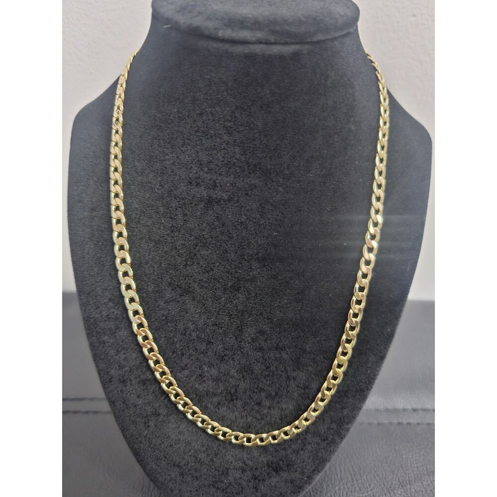 20in. 14k Gold plated on brass-6mm FROSTED Cuban Link Chain Necklace